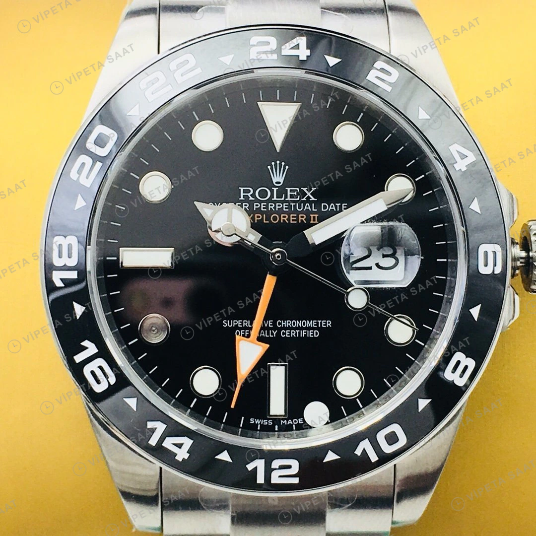 Rolex Explorer II Siyah Kadran Çelik 42mm Super Clone ETA Eta Saat detay 5