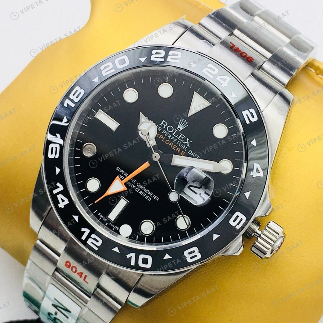 Rolex Explorer II Siyah Kadran Çelik 42mm Super Clone ETA Eta Saat detay 7