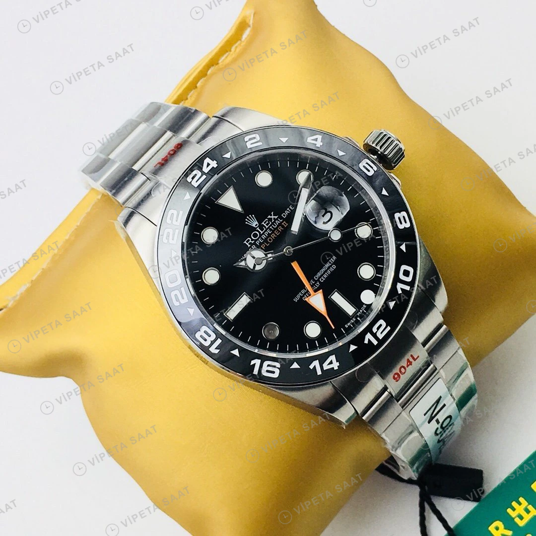 Rolex Explorer II Siyah Kadran Çelik 42mm Super Clone ETA Eta Saat detay 8