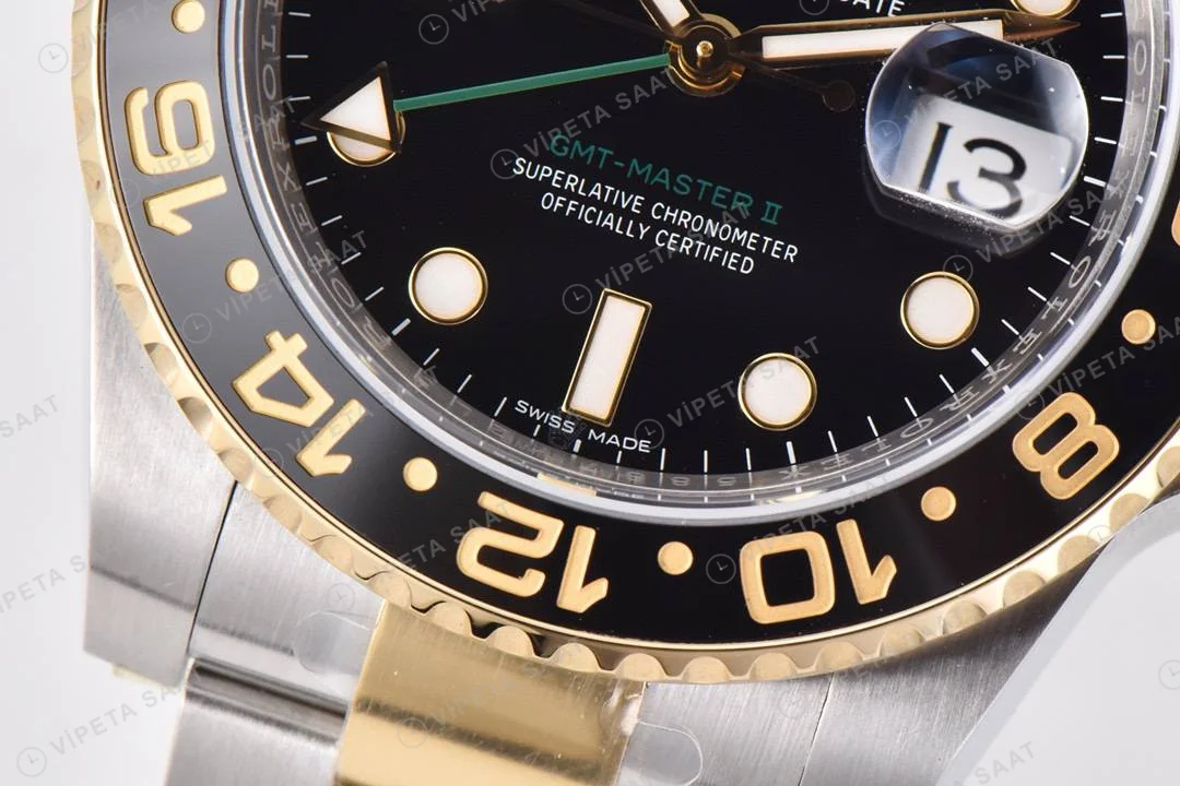 Rolex GMT-Master II 116713LN Siyah Oyster Clean Factory Super Clone ETA Saat detay 6