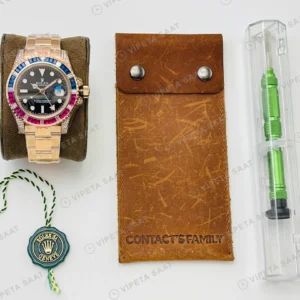 Rolex GMT-Master II Siyah Kadran Taşlı Bezel Gold 40mm Super Clone ETA Eta Saat detay 6