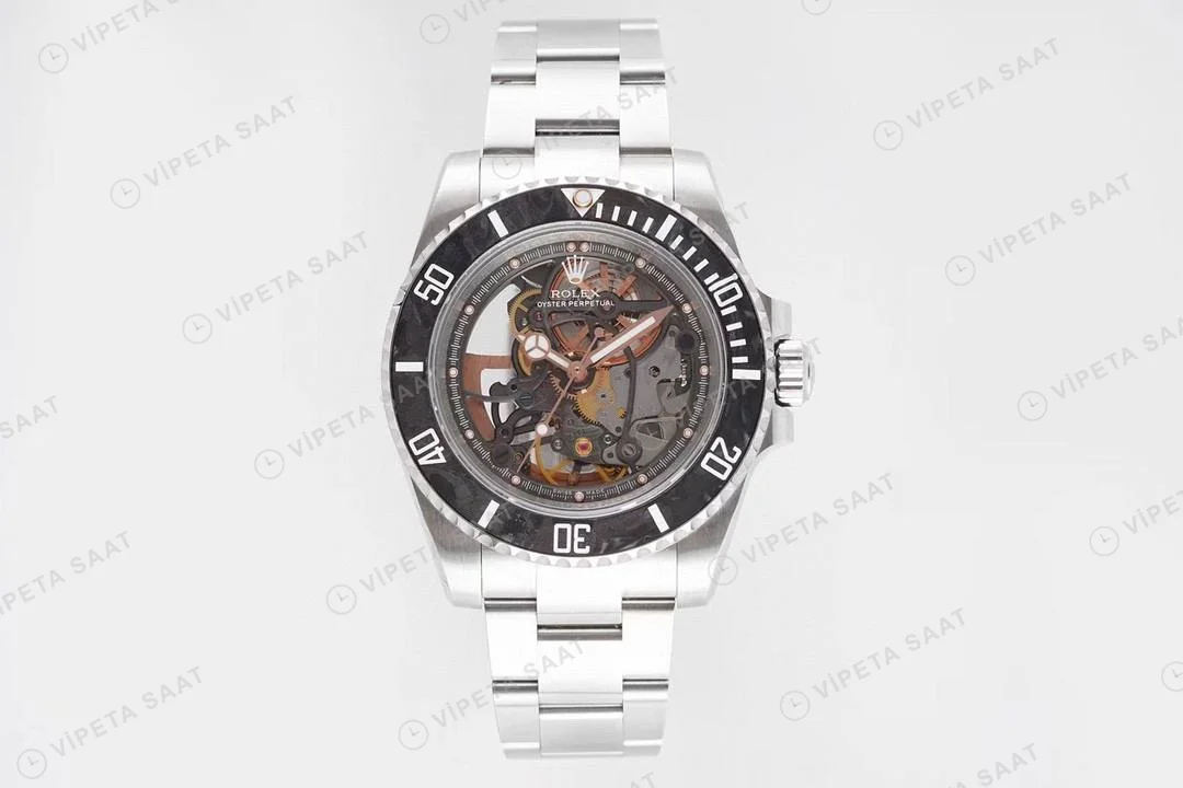 Rolex İskelet Kadran Andrea Pirlo Super Clone ETA Saat karşıdan görünüm