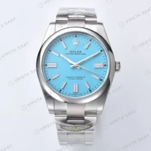 Rolex Oyster Perpetual Tiffany Turkuaz 41mm Super Clone ETA Saat karşıdan görünüm