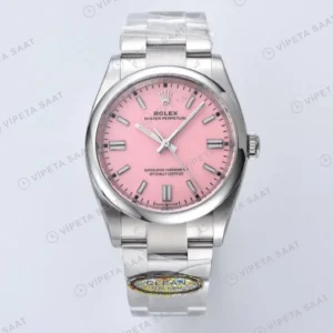 Rolex Oyster Perpetual Pembe 41mm Clean Factory Super Clone ETA Saat karşıdan görünüm