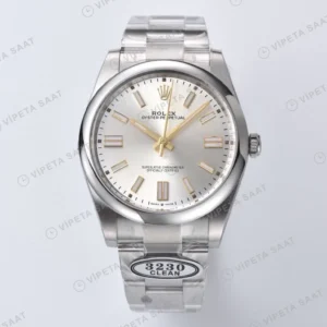 Rolex Oyster Perpetual Gümüş 41mm Clean Factory Super Clone ETA Saat karşıdan görünüm