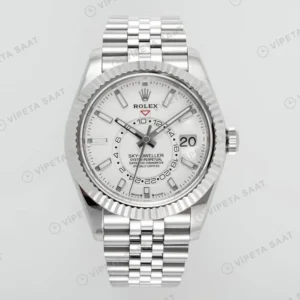 Rolex Sky-Dweller Beyaz 42mm Jubilee Super Clone ETA Saat karşıdan görünüm