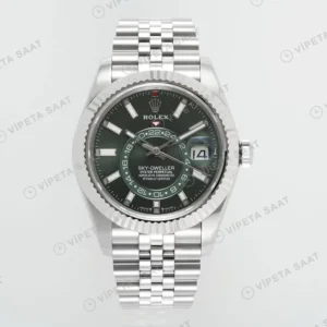Rolex Sky-Dweller Yeşil 42mm Jubilee Super Clone ETA Saat karşıdan görünüm