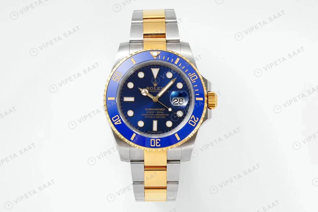 Rolex Submariner 116613LB Two-Tone Mavi 40mm Super Clone ETA Saat karşıdan görünüm