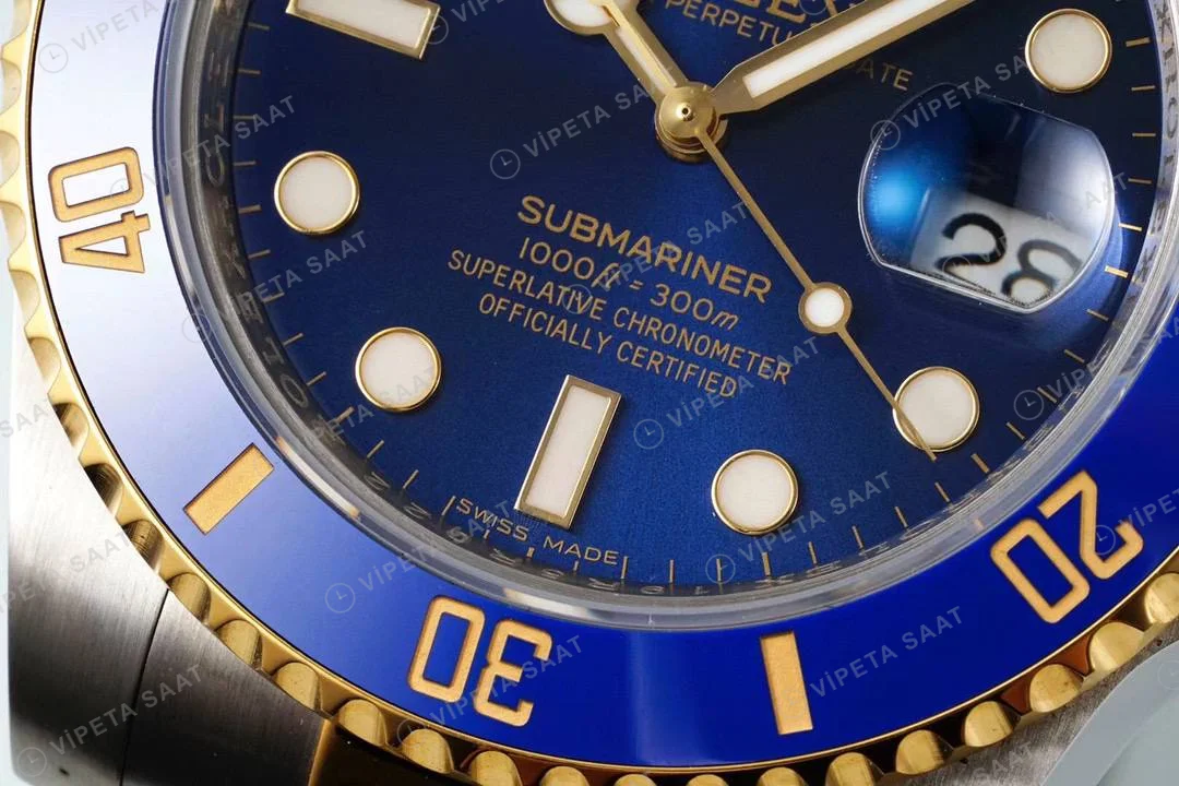 Rolex Submariner 116613LB Two-Tone Mavi 40mm Super Clone ETA Saat detay 7