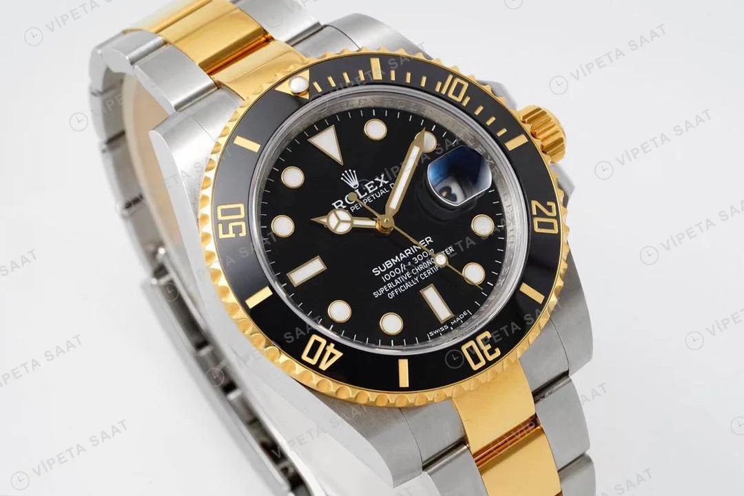 Rolex Submariner 116613LN 18K Altın Kaplama Siyah Kadran Super Clone ETA Saat detay 6