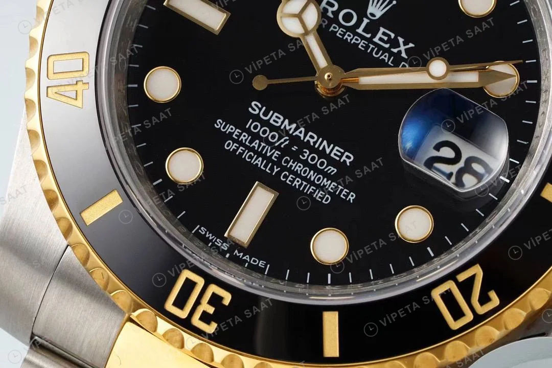 Rolex Submariner 116613LN 18K Altın Kaplama Siyah Kadran Super Clone ETA Saat detay 8