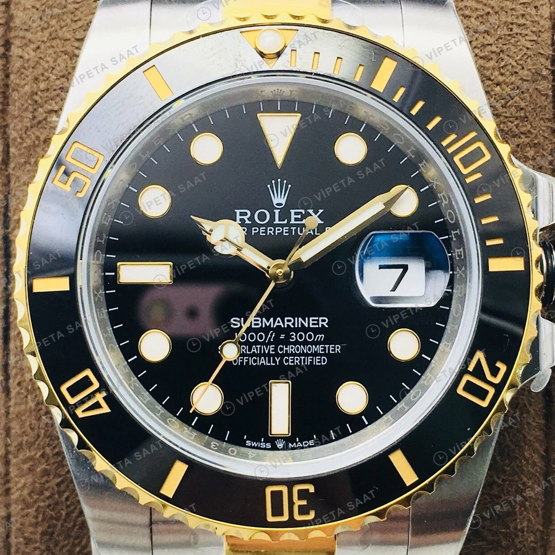 Rolex Submariner Siyah Kadran Çelik Gold 40mm Super Clone ETA Eta Saat detay 4