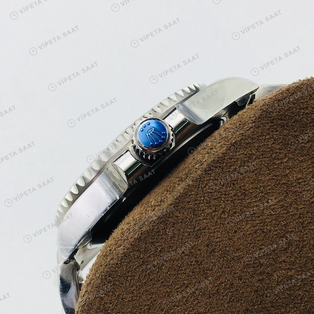 Rolex Submariner Siyah Kadran Mavi Bezel Çelik 40mm Super Clone ETA Eta Saat detay 7