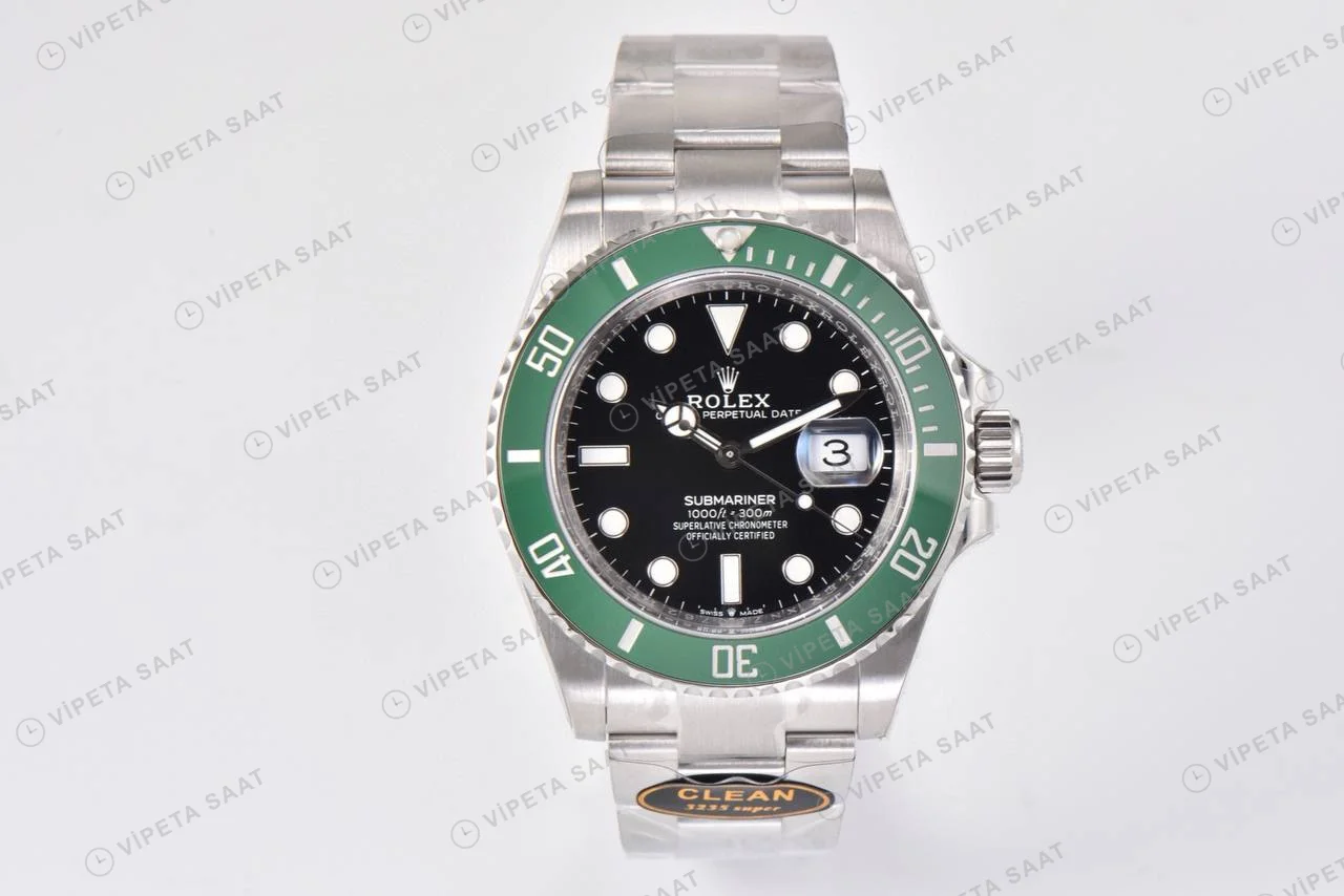 Rolex Submariner starbucks Siyah Oyster Dandong 3235 Super Clone ETA Saat karşıdan görünüm