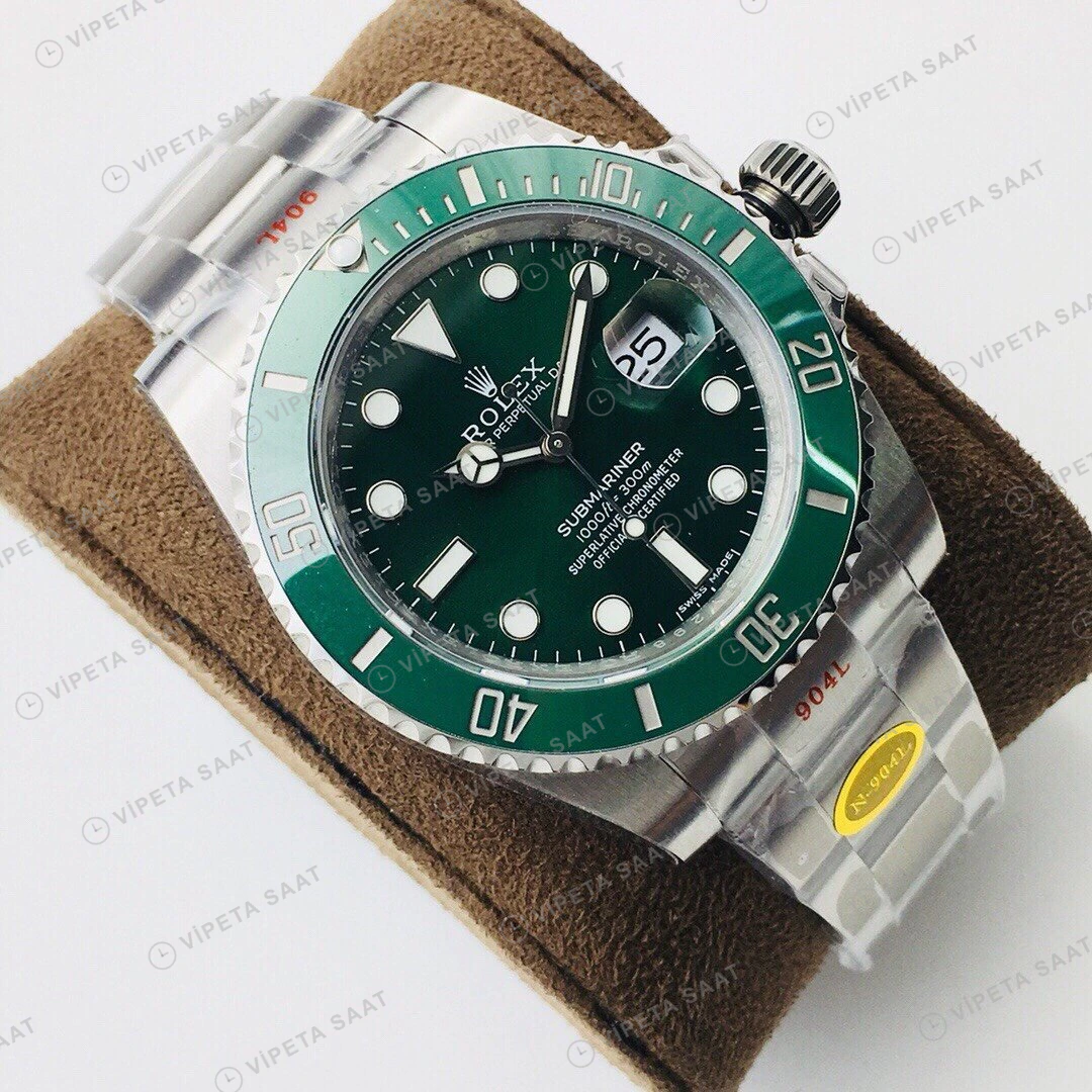 Rolex Submariner Yeşil Kadran Çelik 40mm Super Clone ETA Eta Saat detay 10