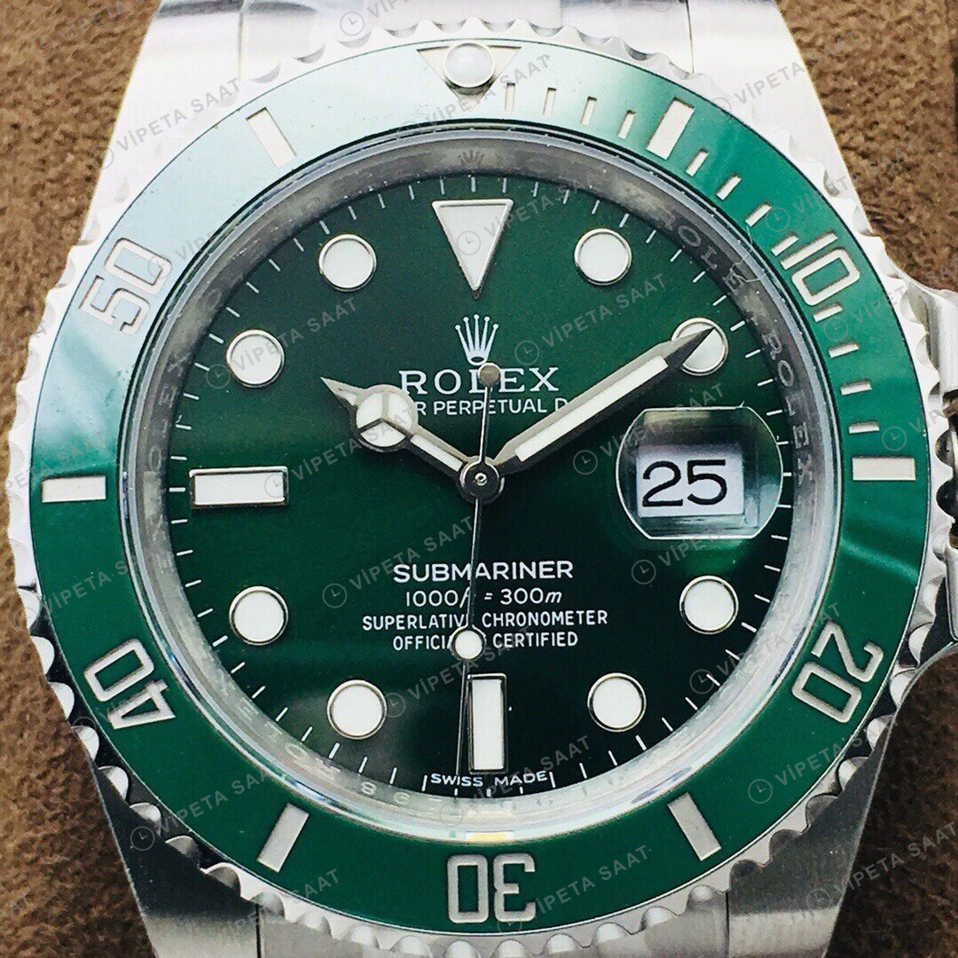 Rolex Submariner Yeşil Kadran Çelik 40mm Super Clone ETA Eta Saat detay 5