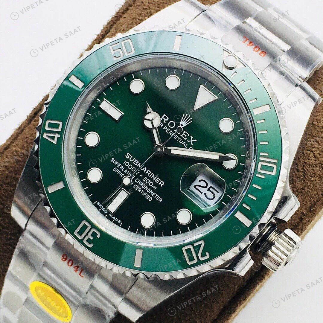 Rolex Submariner Yeşil Kadran Çelik 40mm Super Clone ETA Eta Saat detay 7
