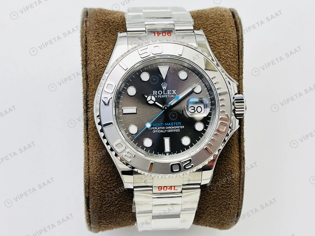 Rolex Yacht-Master Gri Kadran Çelik 40mm Super Clone ETA Eta Saat detay 12