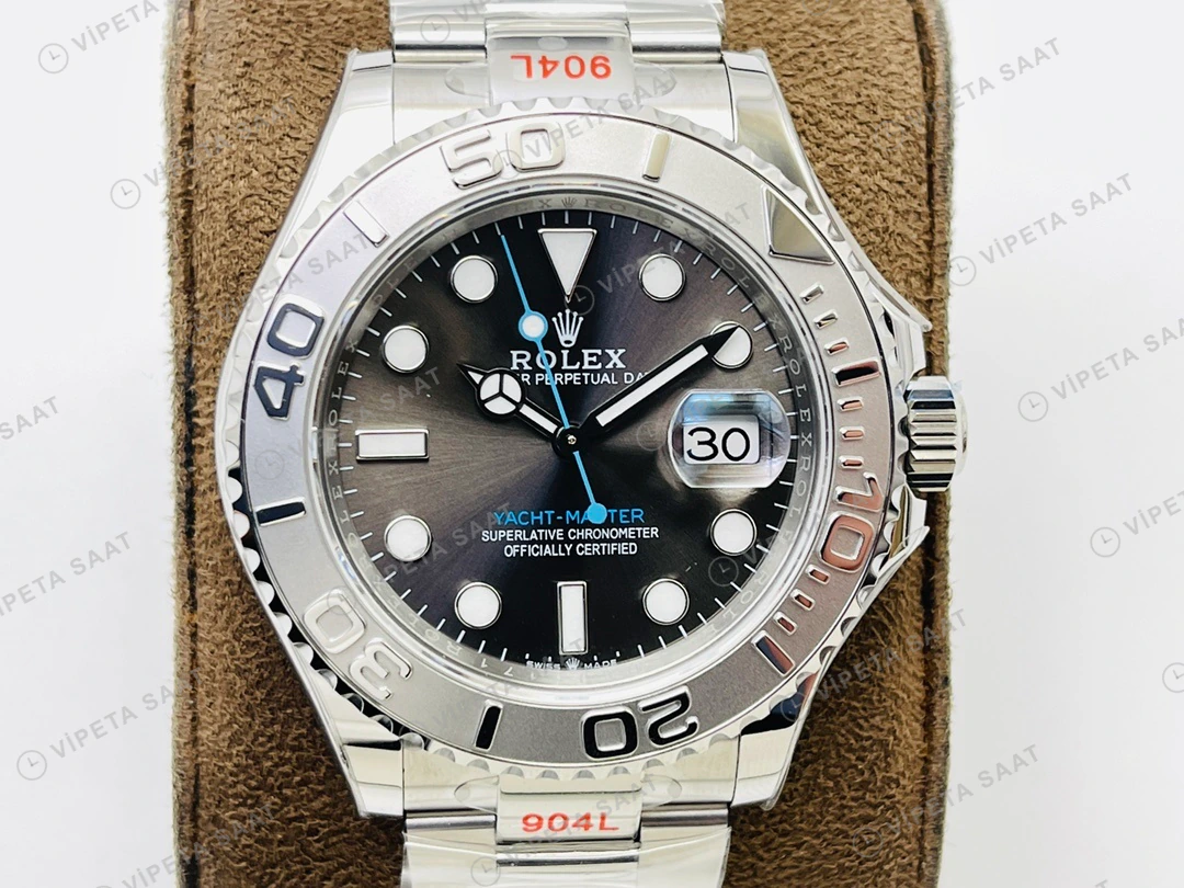 Rolex Yacht-Master Gri Kadran Çelik 40mm Super Clone ETA Eta Saat detay 17