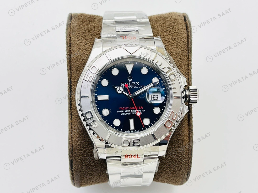 Rolex Yacht-Master Mavi Kadran Çelik 40mm Super Clone ETA Eta Saat detay 11