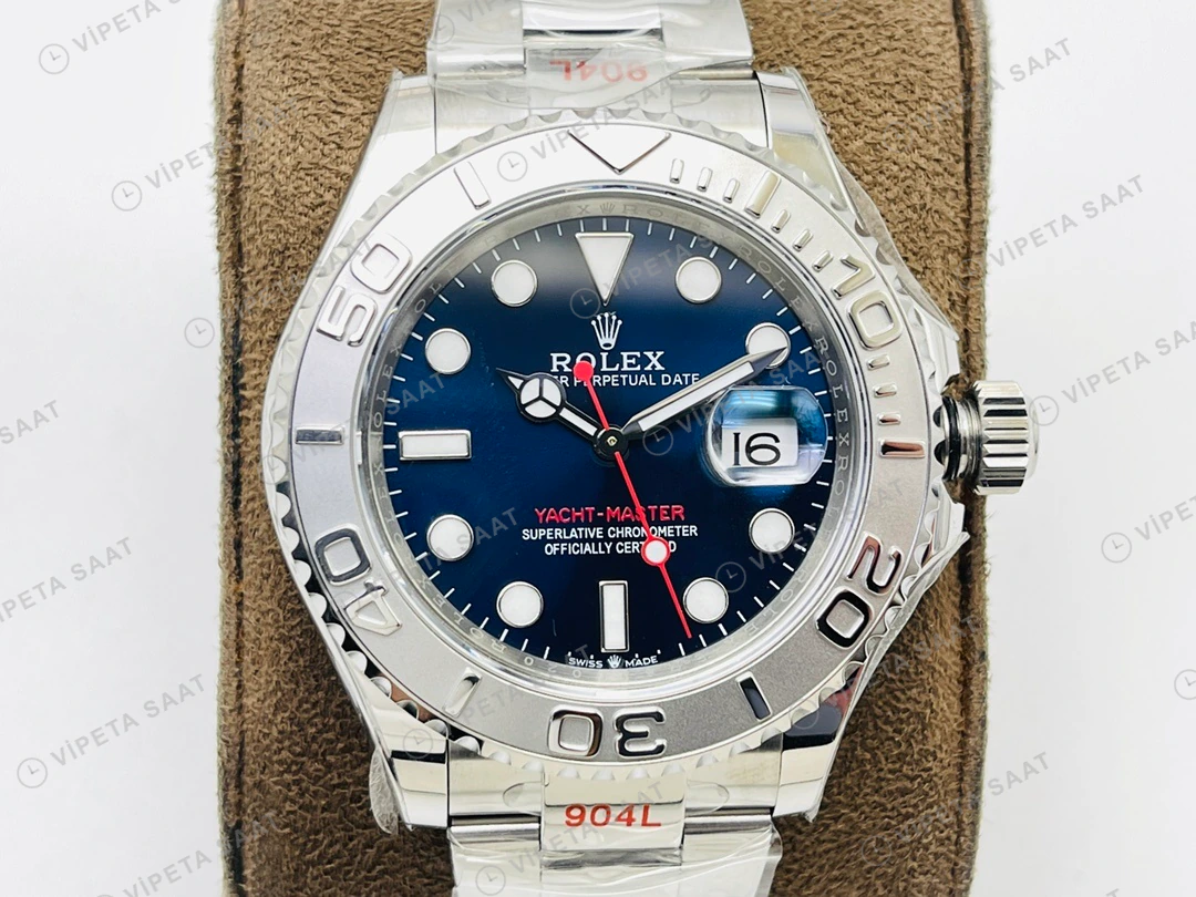 Rolex Yacht-Master Mavi Kadran Çelik 40mm Super Clone ETA Eta Saat detay 14