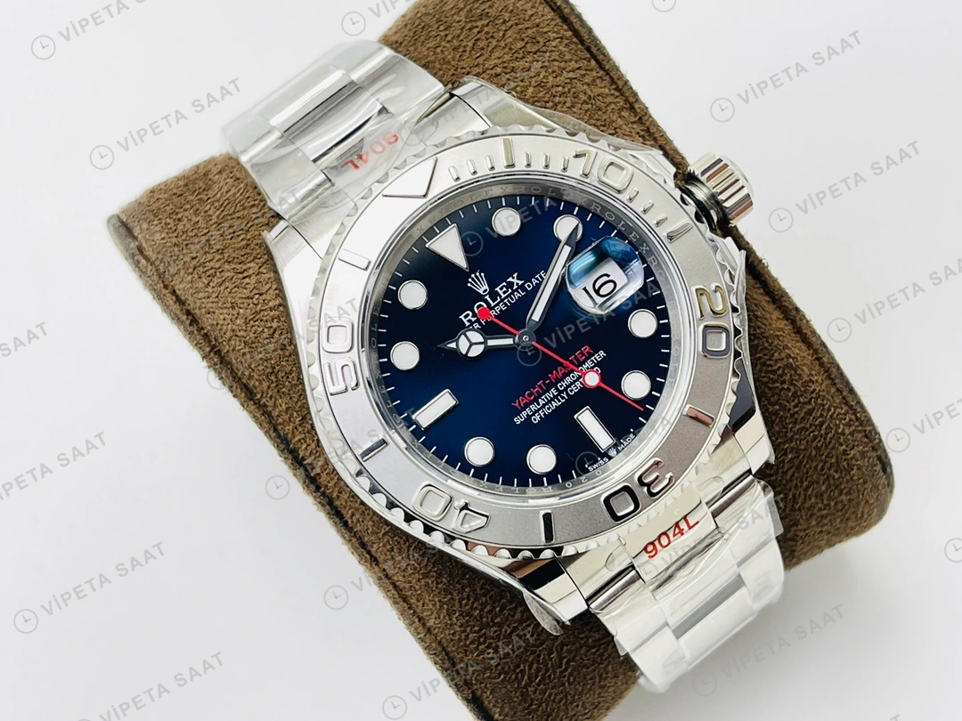 Rolex Yacht-Master Mavi Kadran Çelik 40mm Super Clone ETA Eta Saat detay 15