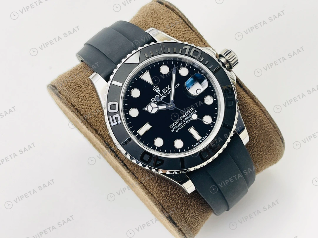 Rolex Yacht-Master Siyah Kadran Çelik Kauçuk 42mm Super Clone ETA Eta Saat detay 6
