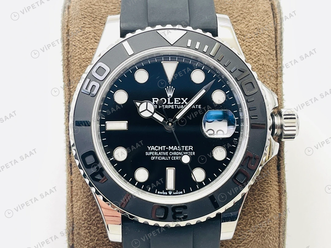 Rolex Yacht-Master Siyah Kadran Çelik Kauçuk 42mm Super Clone ETA Eta Saat detay 7