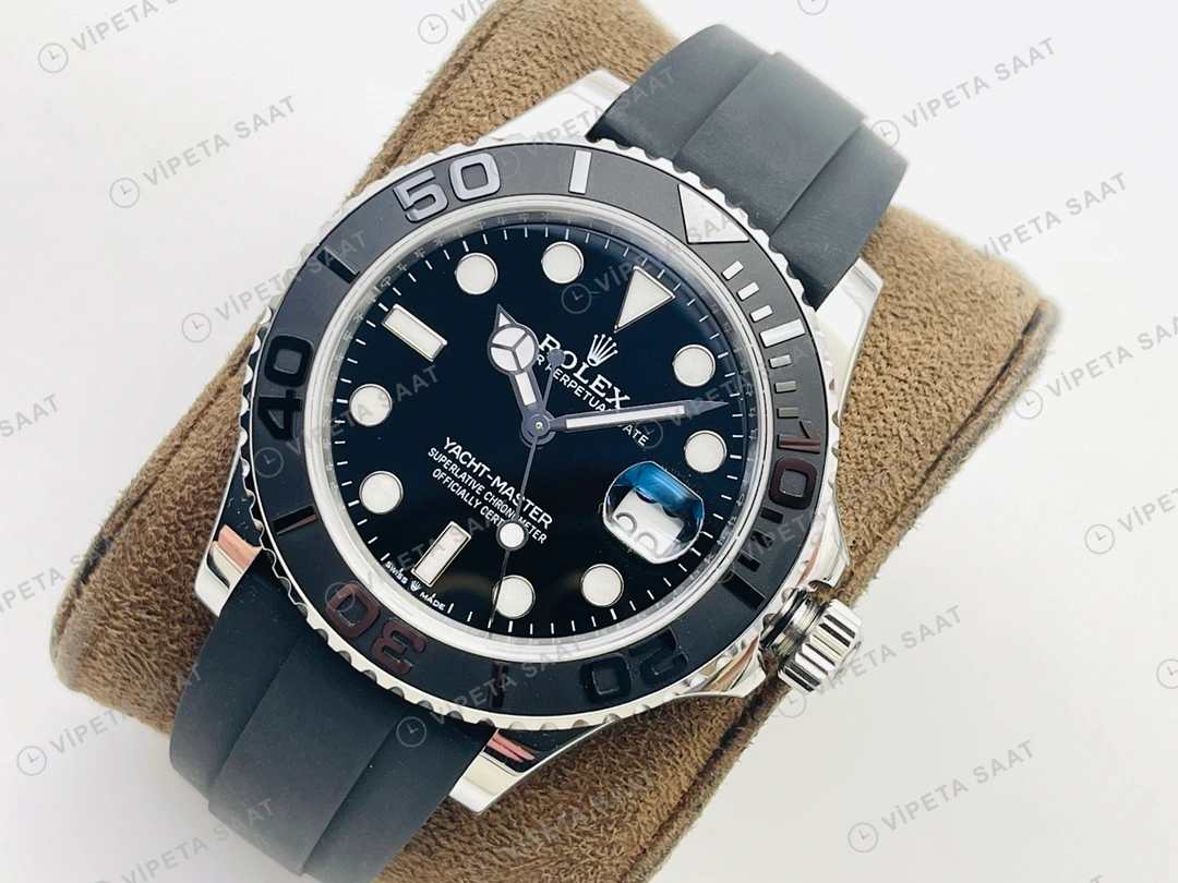 Rolex Yacht-Master Siyah Kadran Çelik Kauçuk 42mm Super Clone ETA Eta Saat detay 8