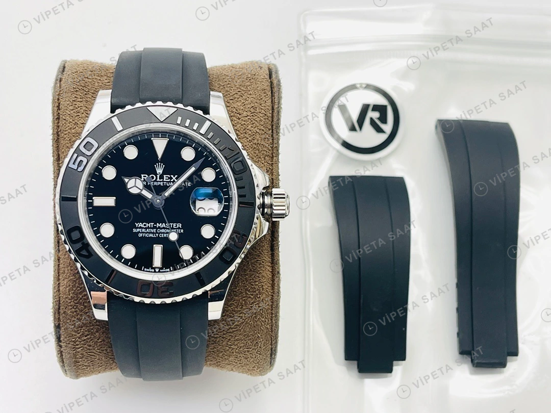 Rolex Yacht-Master Siyah Kadran Çelik Kauçuk 42mm Super Clone ETA Eta Saat detay 9