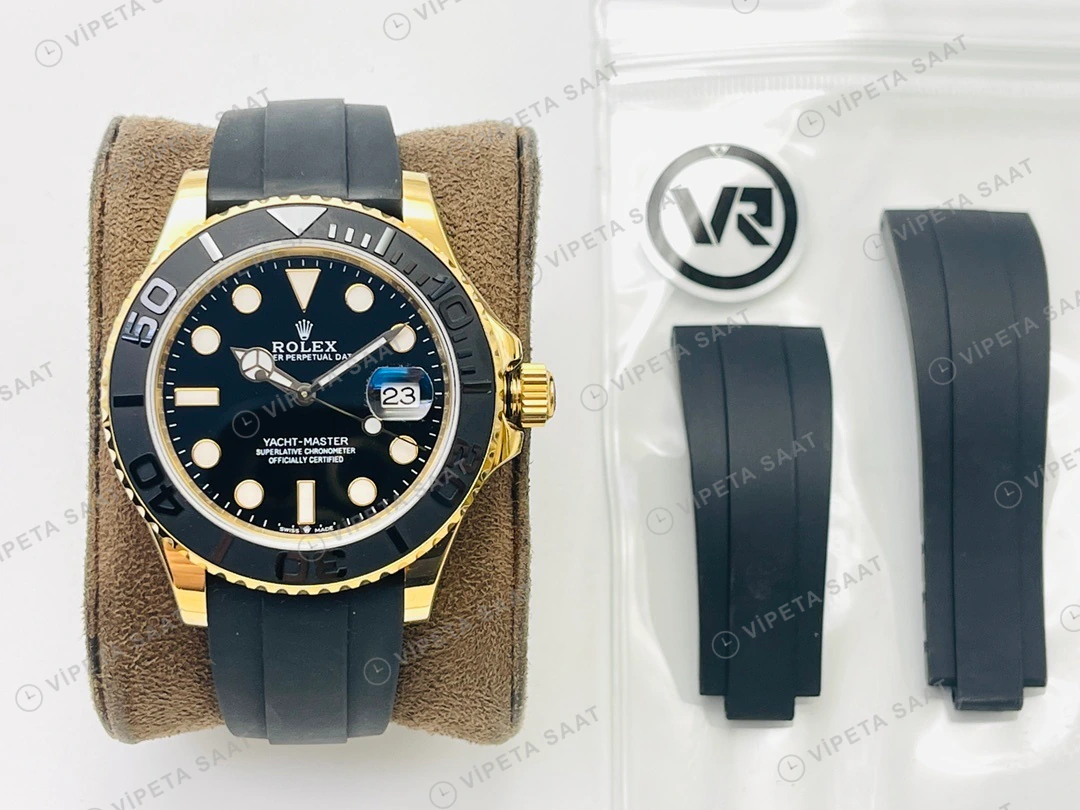 Rolex Yacht-Master Siyah Kadran Gold 40mm Super Clone ETA Eta Saat detay 6
