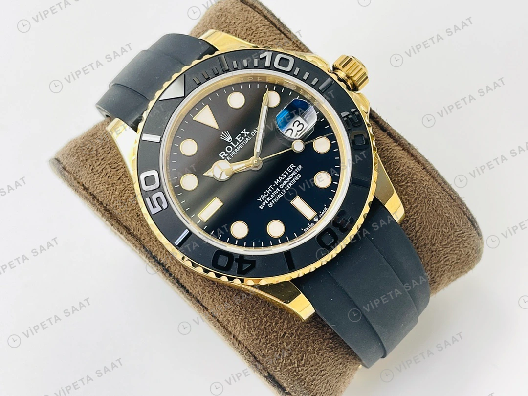 Rolex Yacht-Master Siyah Kadran Gold 40mm Super Clone ETA Eta Saat detay 9