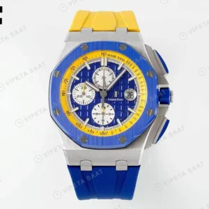 Audemars Piguet Royal Oak Offshore Novelty 44mm Ukraine Flag Blue Yellow 26400 Super Clone ETA Saat karşıdan görünüm