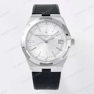 Vacheron Constantin Overseas Beyaz Kadran Super Clone ETA Silikon Kordon 41mm Saat Eta Saat karşıdan görünüm