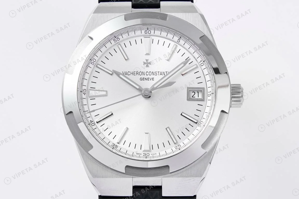Vacheron Constantin Overseas Beyaz Kadran Super Clone ETA Silikon Kordon 41mm Saat Eta Saat detay 4