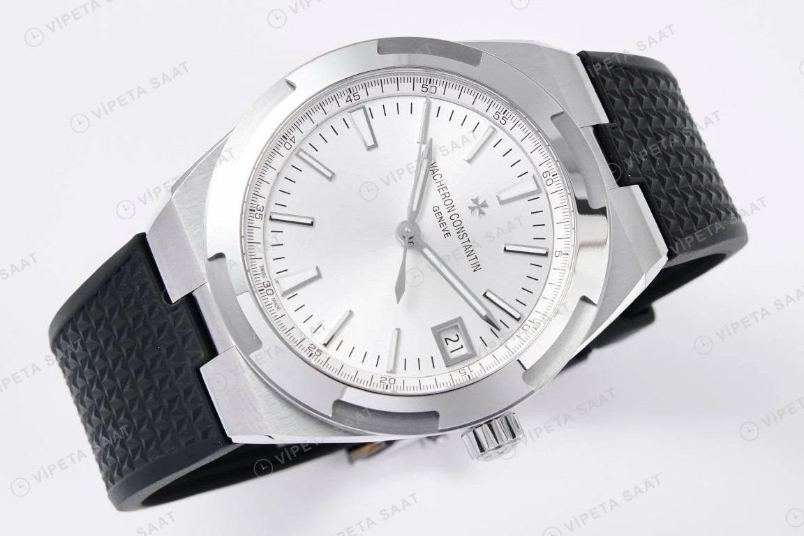 Vacheron Constantin Overseas Beyaz Kadran Super Clone ETA Silikon Kordon 41mm Saat Eta Saat detay 7
