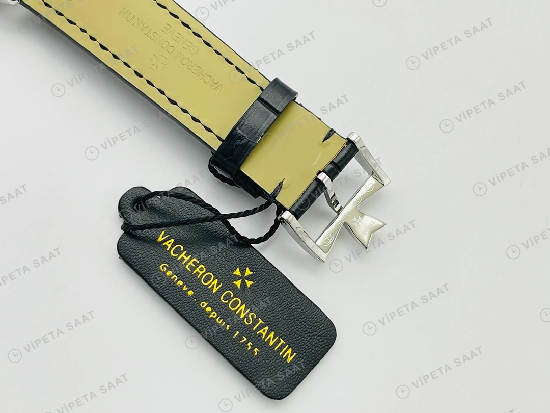 Vacheron Constantin Patrimony Beyaz Kadran Çelik Deri Kordon Super Clone ETA Eta Saat detay 4