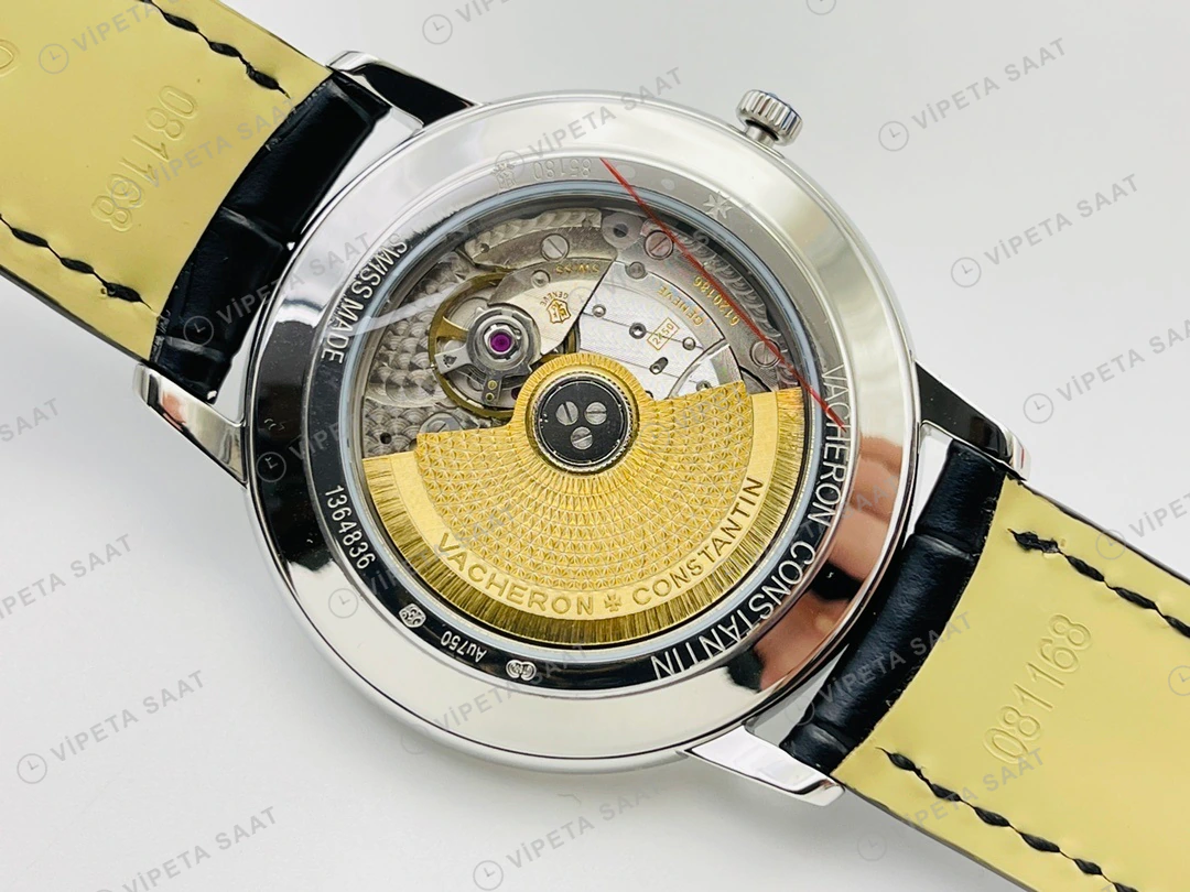 Vacheron Constantin Patrimony Beyaz Kadran Çelik Deri Kordon Super Clone ETA Eta Saat detay 6