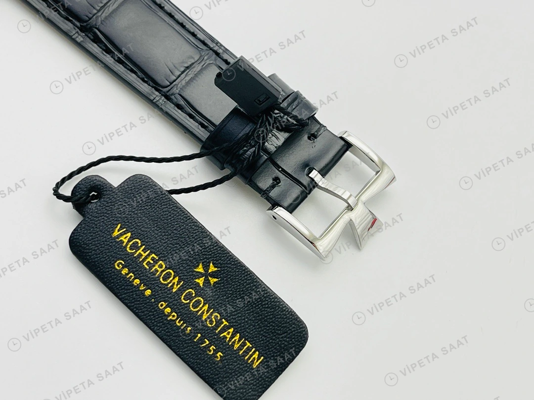 Vacheron Constantin Patrimony Beyaz Kadran Çelik Deri Kordon Super Clone ETA Eta Saat detay 8