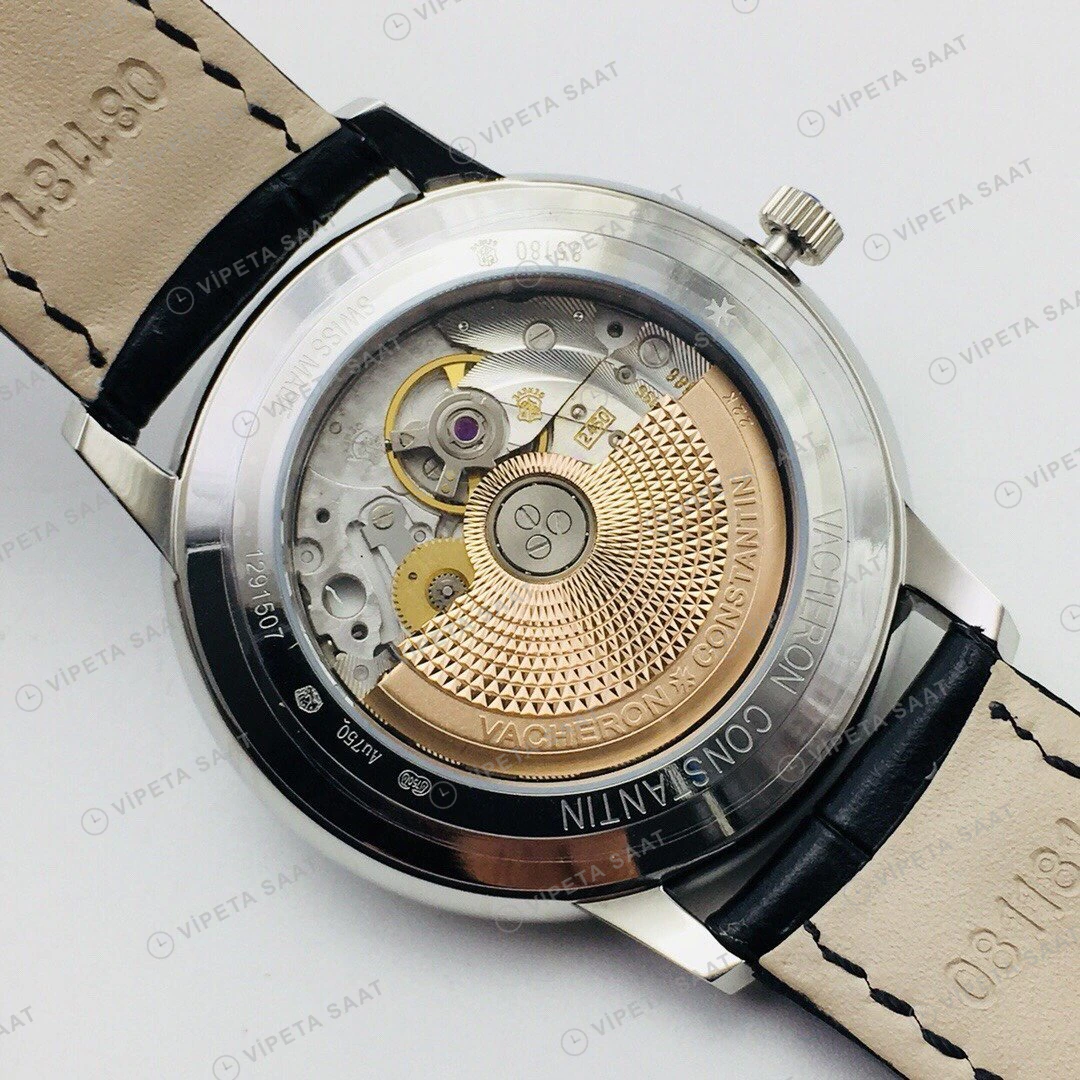 Vacheron Constantin Patrimony Beyaz Kadran Çelik Super Clone ETA Eta Saat karşıdan görünüm