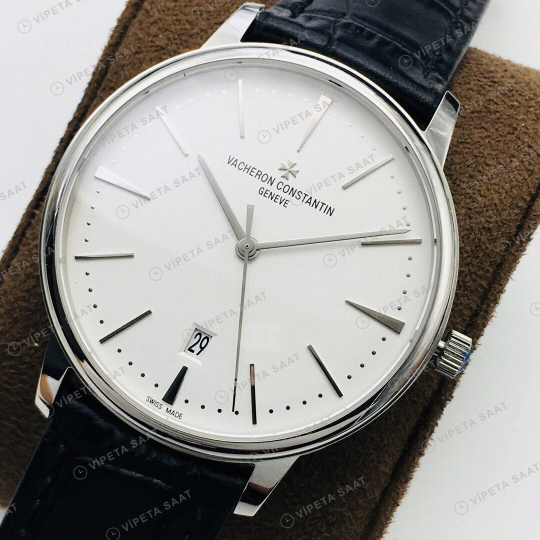 Vacheron Constantin Patrimony Beyaz Kadran Çelik Super Clone ETA Eta Saat detay 7
