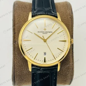 Vacheron Constantin Patrimony Champagne Kadran Gold Deri Kordon Super Clone ETA Eta Saat karşıdan görünüm
