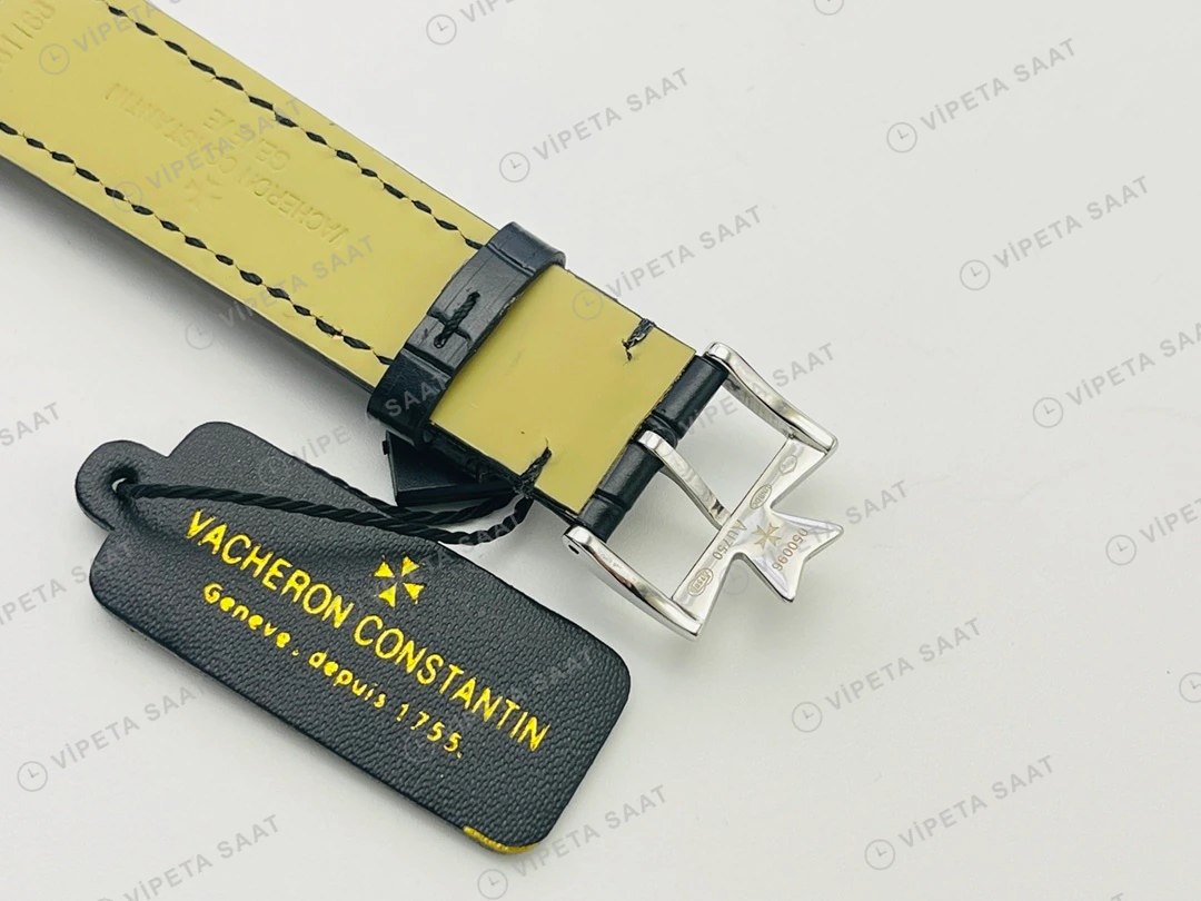 Vacheron Constantin Patrimony Mavi Kadran Çelik Deri Kordon Super Clone ETA Eta Saat detay 4