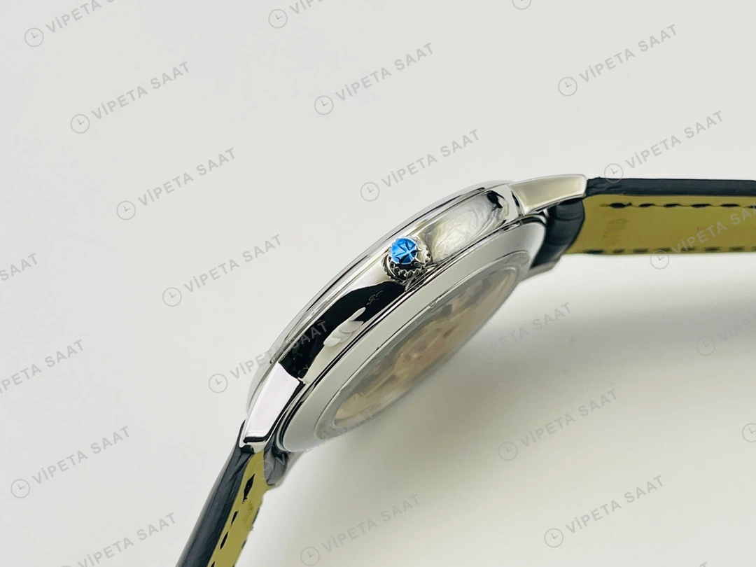 Vacheron Constantin Patrimony Mavi Kadran Çelik Deri Kordon Super Clone ETA Eta Saat detay 7
