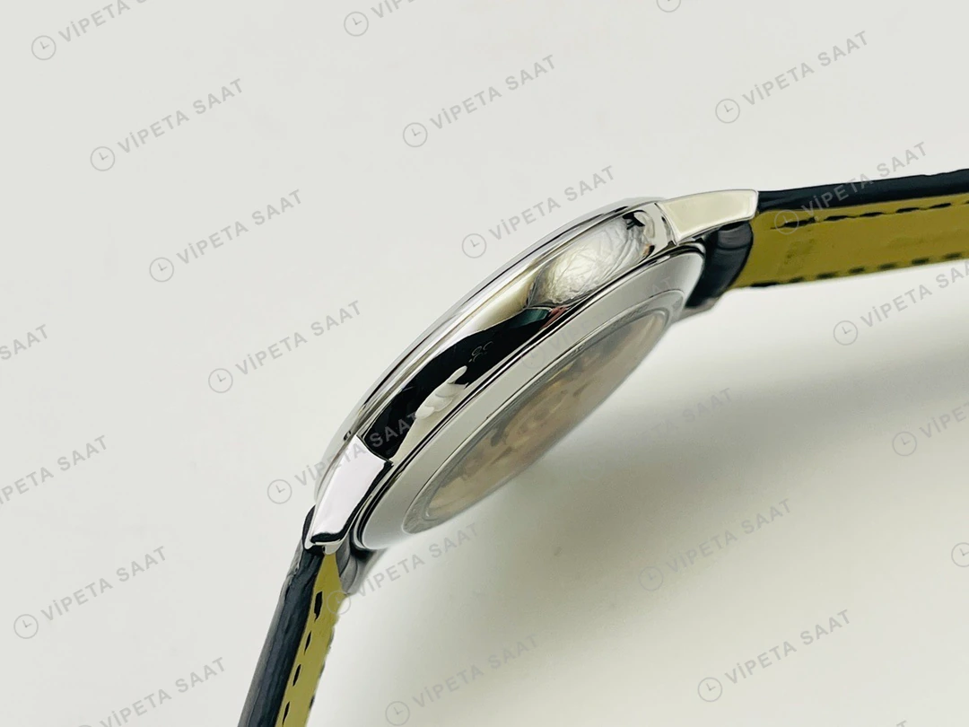 Vacheron Constantin Patrimony Mavi Kadran Çelik Deri Kordon Super Clone ETA Eta Saat detay 9