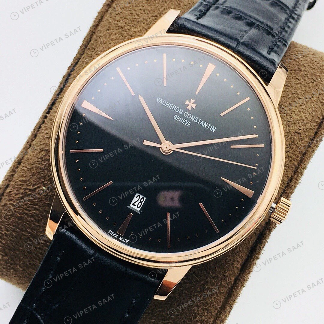 Vacheron Constantin Patrimony Siyah Kadran Gold Super Clone ETA Eta Saat detay 7