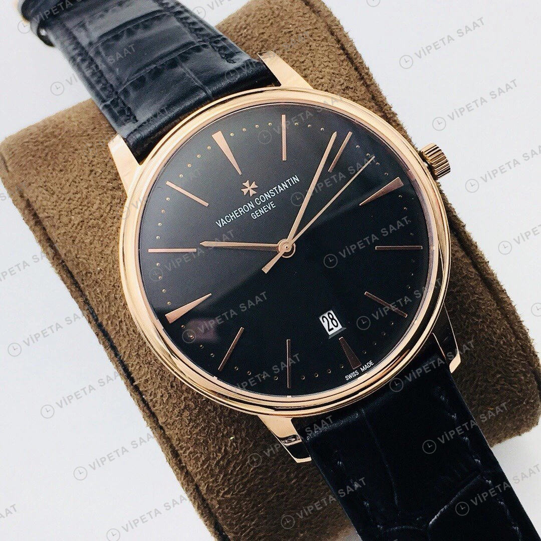 Vacheron Constantin Patrimony Siyah Kadran Gold Super Clone ETA Eta Saat detay 9