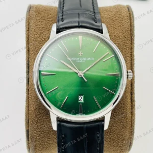 Vacheron Constantin Patrimony Yeşil Kadran Çelik Deri Kordon Super Clone ETA Eta Saat yan görünüm
