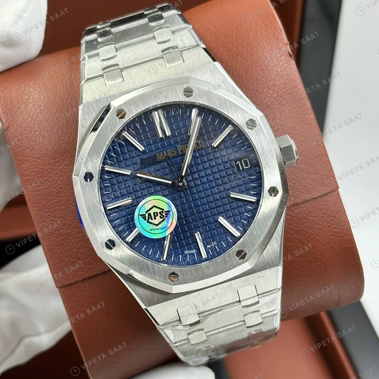 Audemars Piguet 15400ST Mavi Kadranlı Zarif Super Clone ETA Saat ürün görseli 1