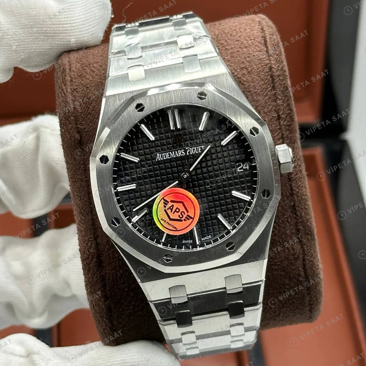 Audemars Piguet 15400ST Siyah Kadranlı Klasik Super Clone ETA Saat ürün görseli 1